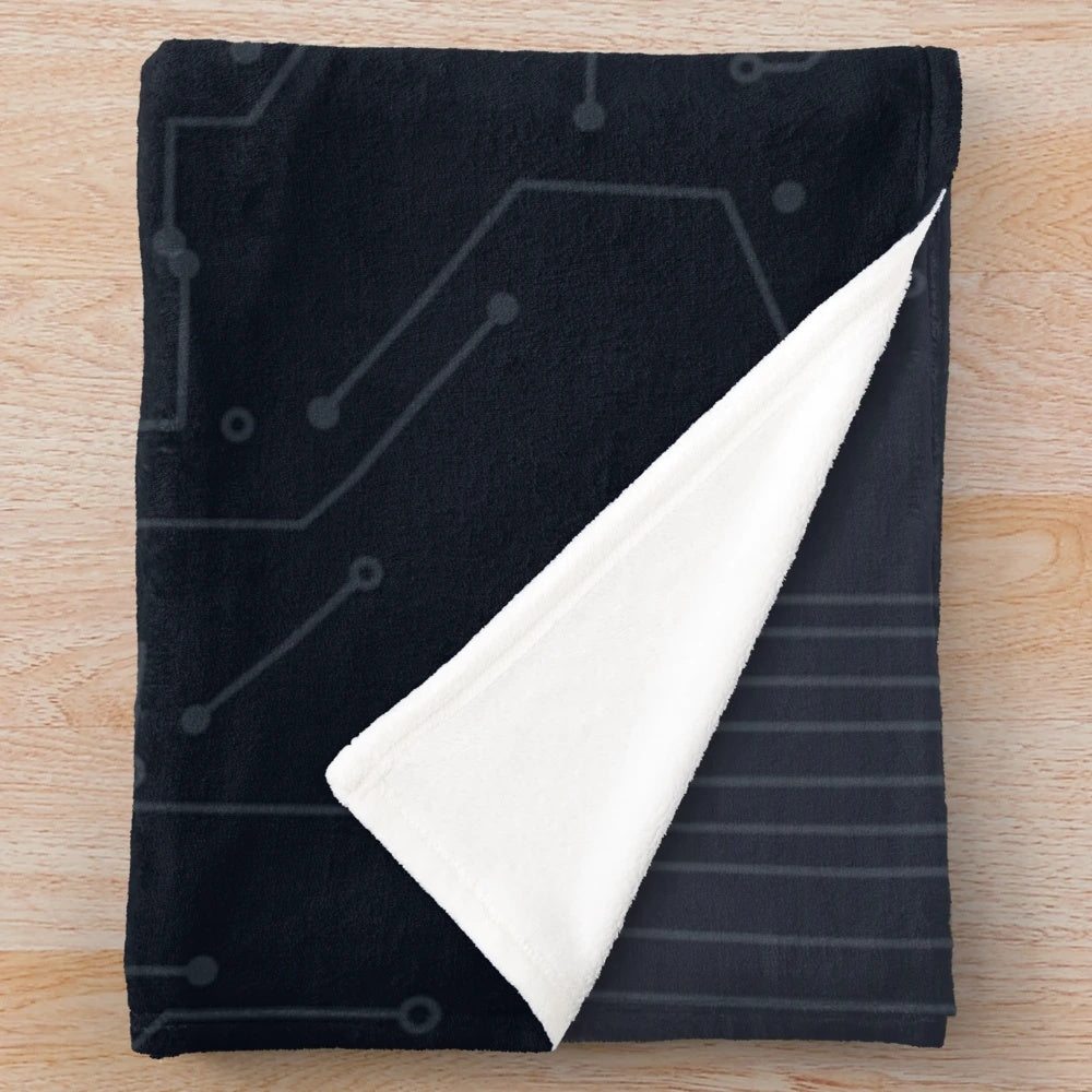 Grey motherboard circuit pattern plush blanket
