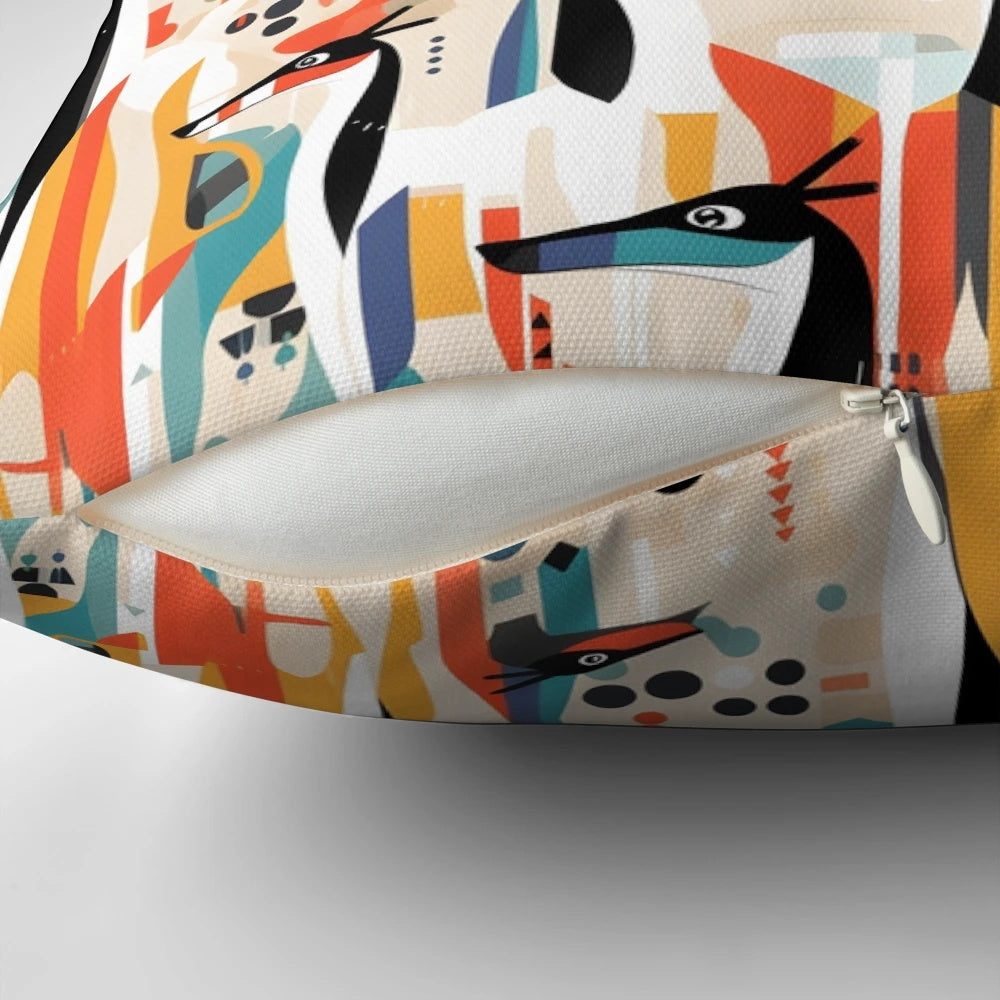 Greyhound dog in geometric camouflage pattern printed on a soft, plush pillow