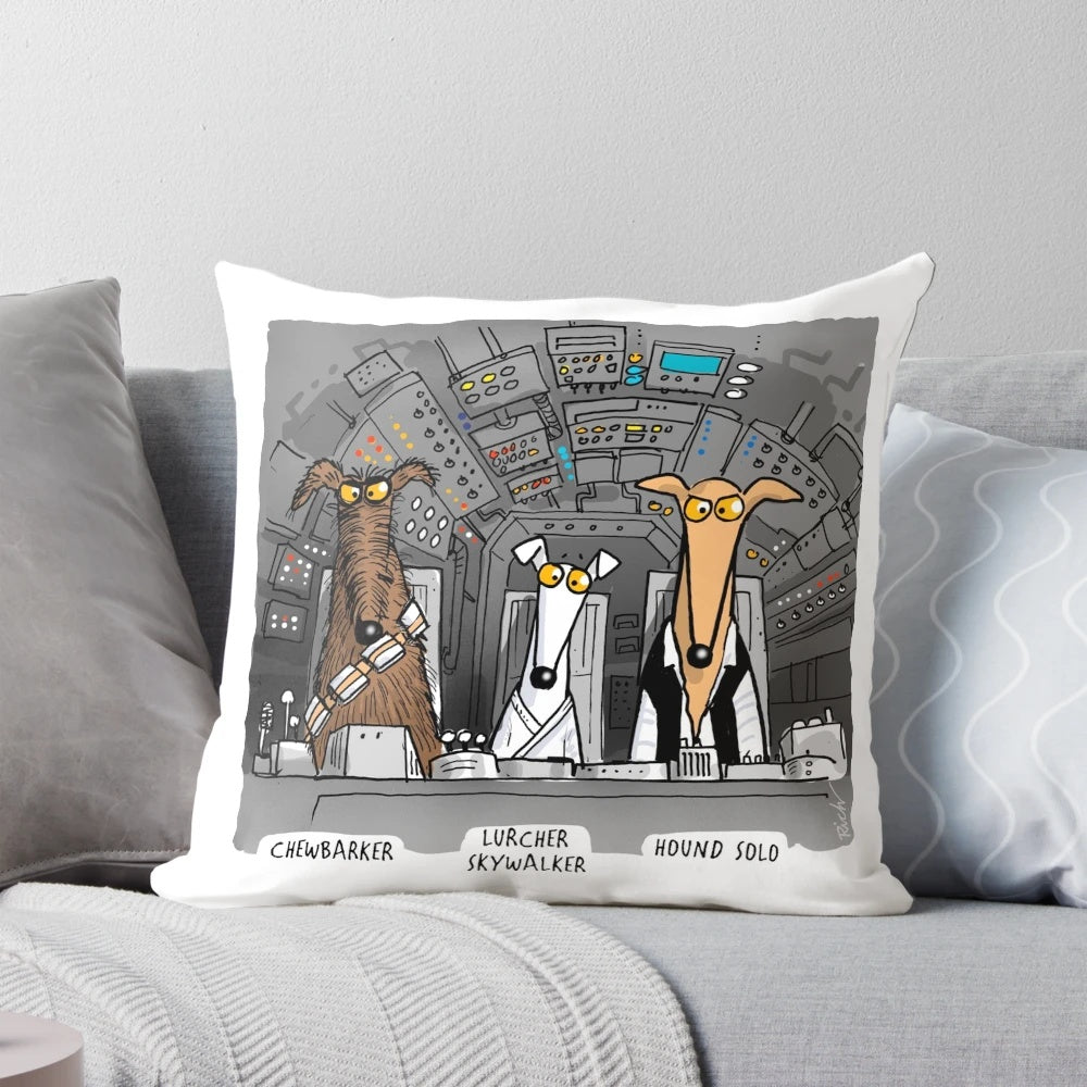 Greyhound inspired cartoon pillow with dog design