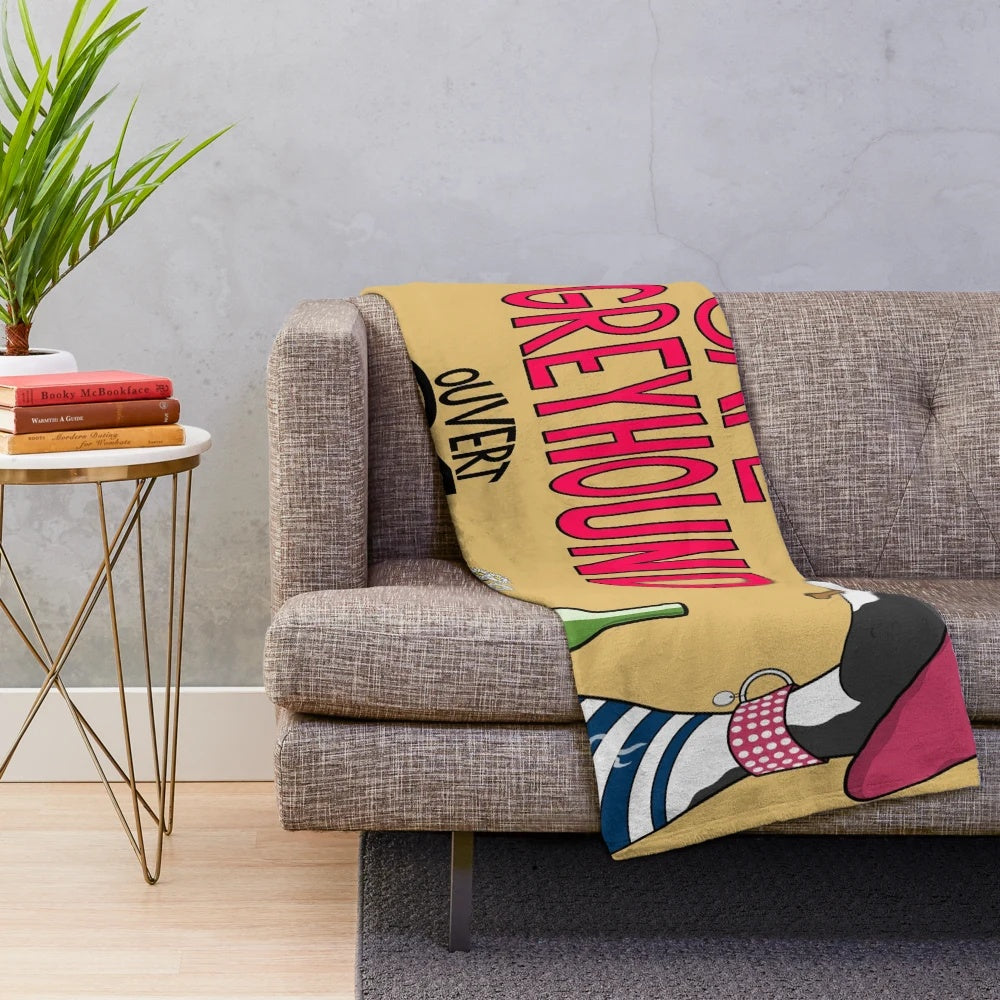 Soft, cozy plush blanket featuring an artistic greyhound design