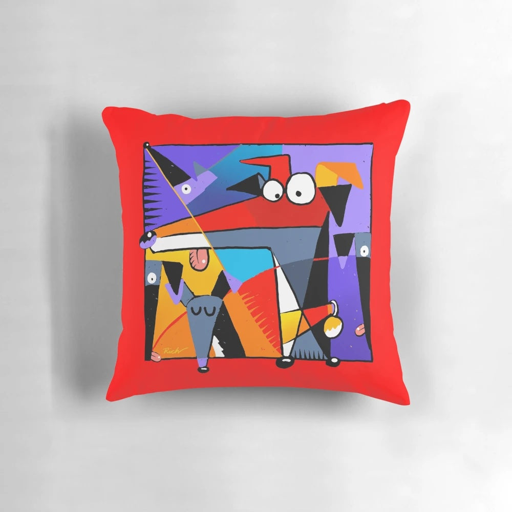 Greyhound, lurcher, and whippet cartoon design pillows