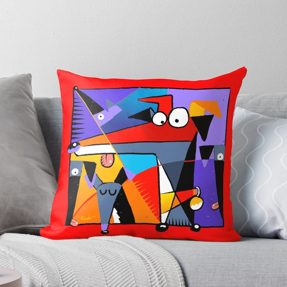 Greyhound, lurcher, and whippet cartoon design pillows