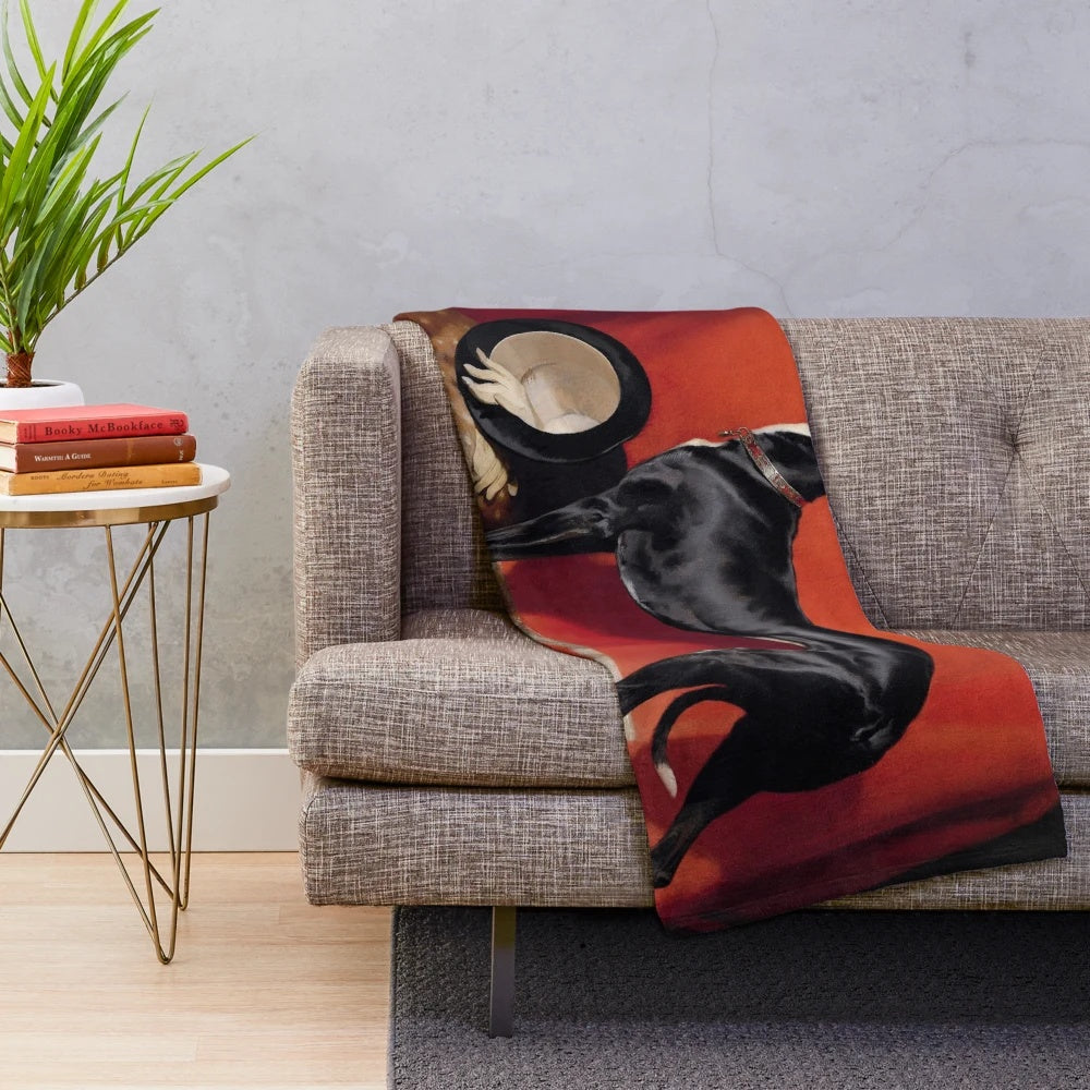Greyhound plush blanket featuring the sighthound breed