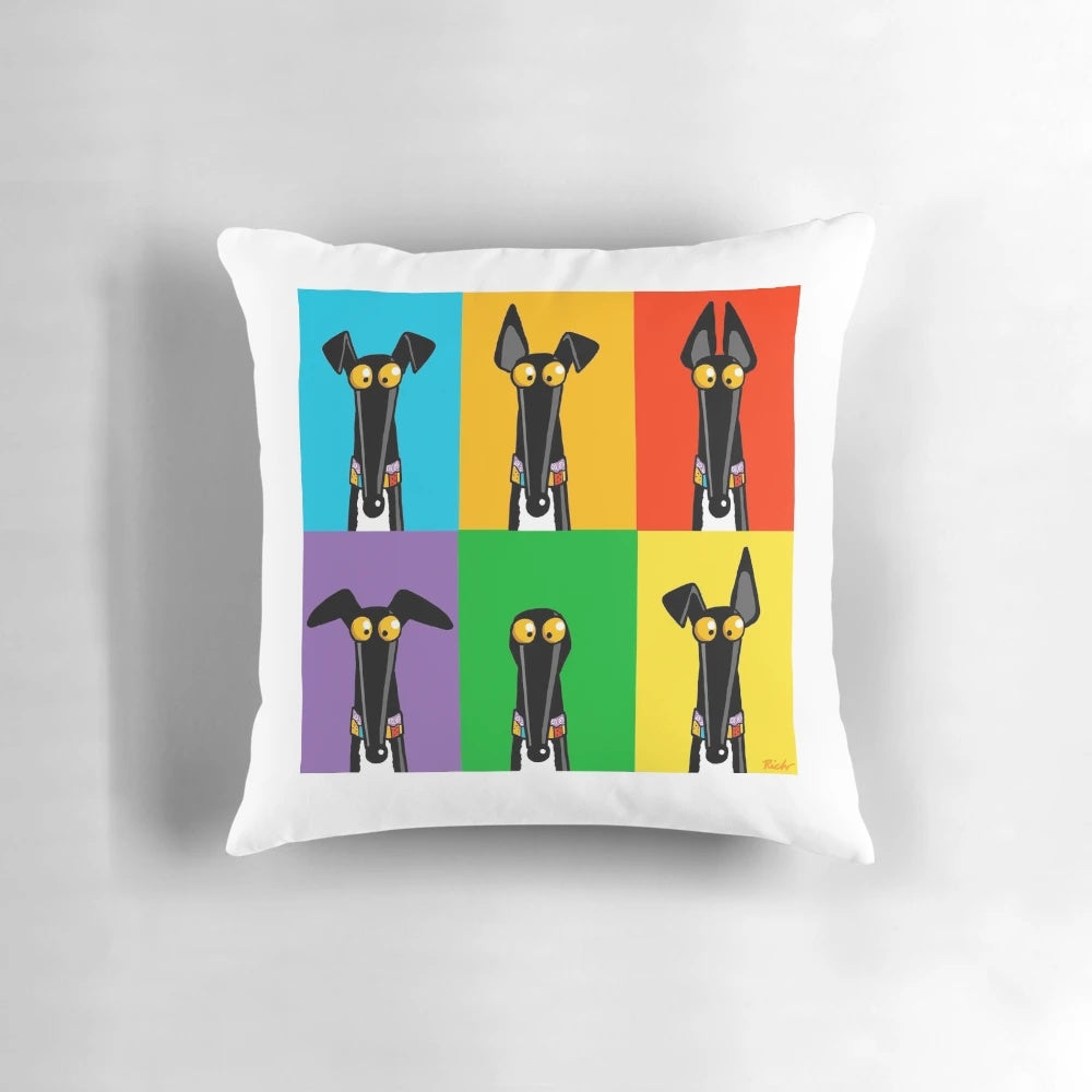 Colorful greyhound dog cartoon design throw pillow