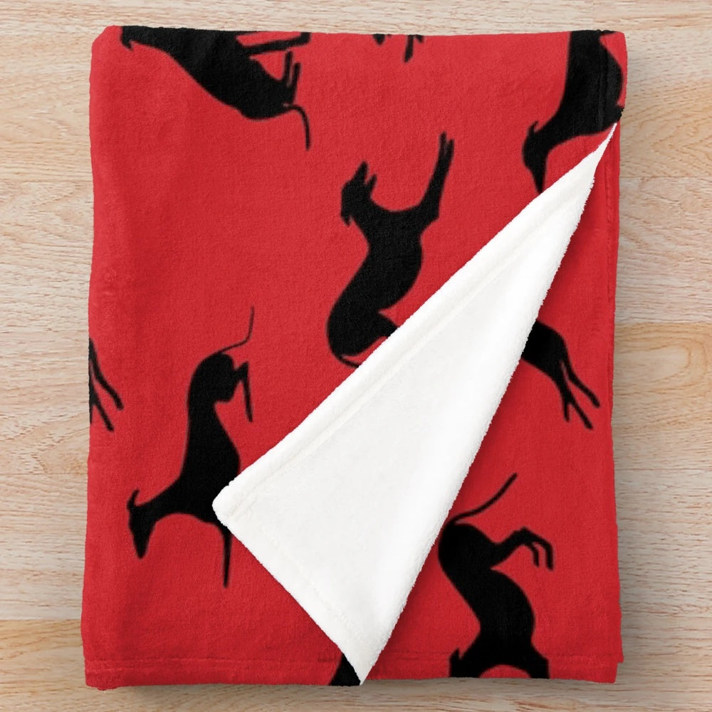 Greyhound silhouette design plush blanket