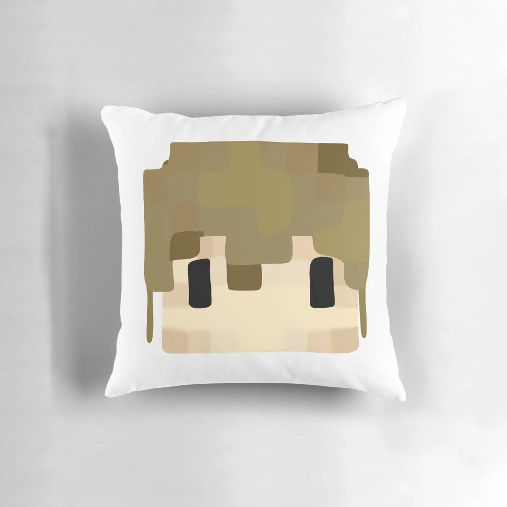 Grian-themed decorative pillow featuring the Hermitcraft server icon