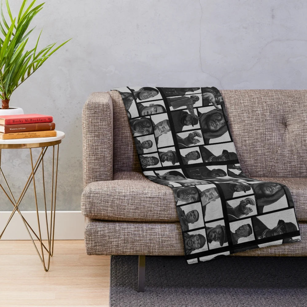 Grime-inspired plush blanket with artwork designs