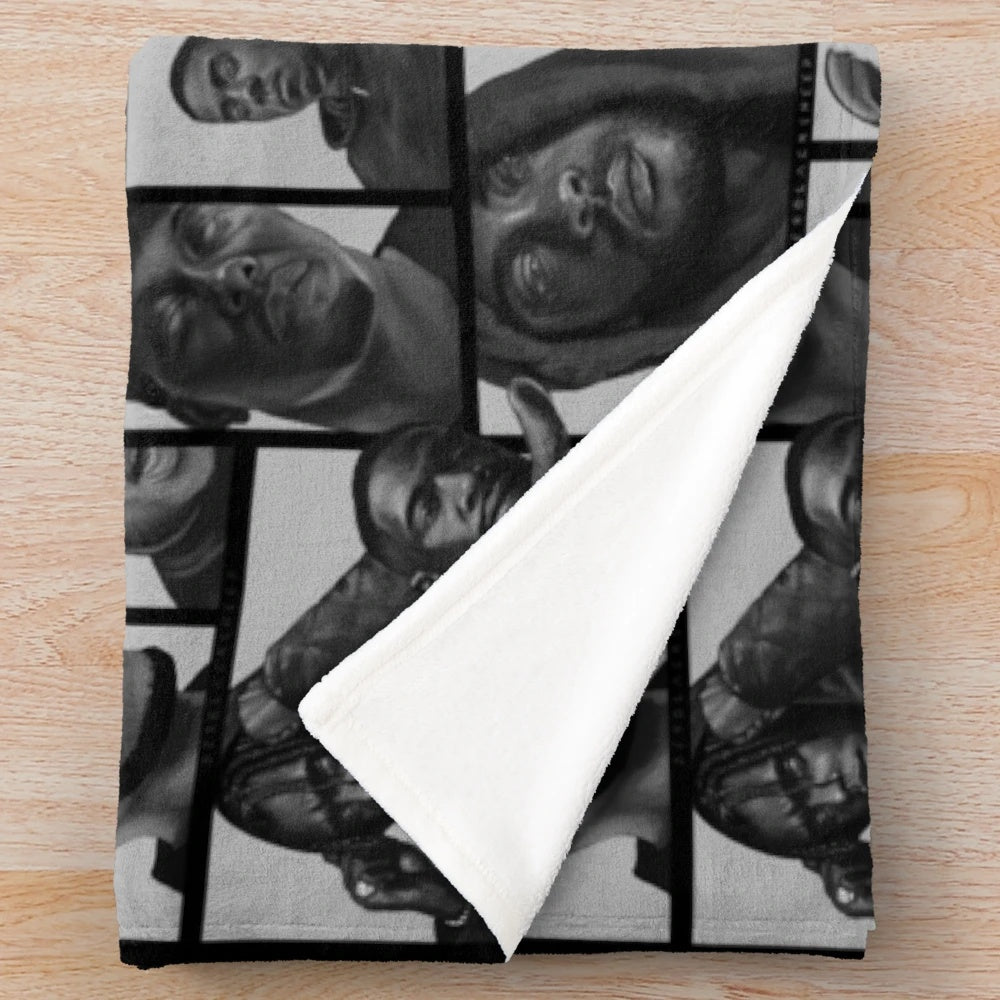 Grime-inspired plush blanket with artwork designs
