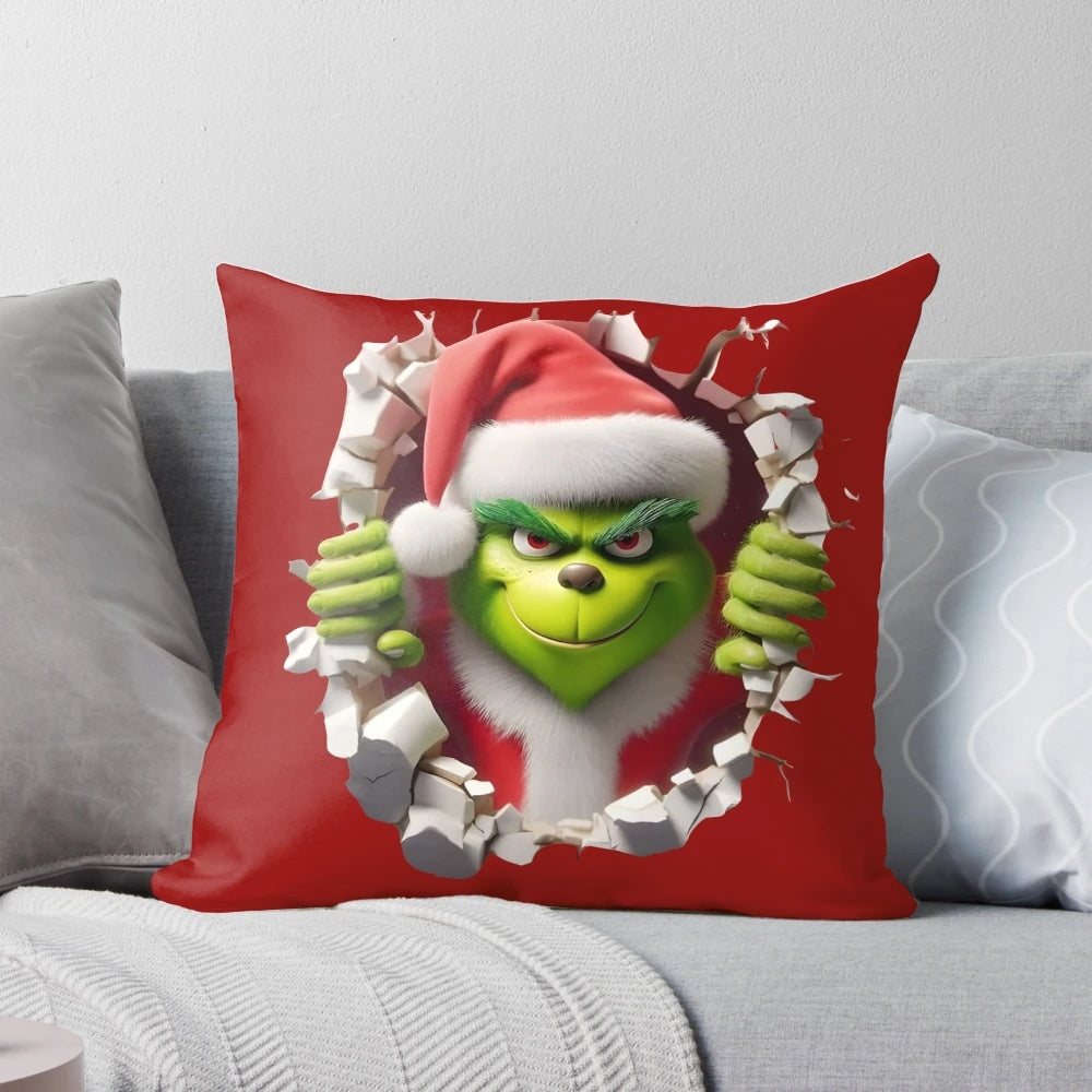 Grinch 3D Christmas Pillow with Snow Flakes