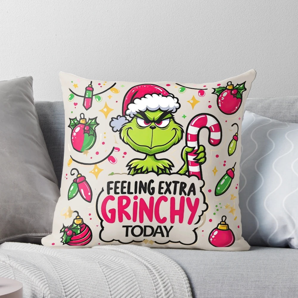Grinch Christmas pillow with plush, soft fabric