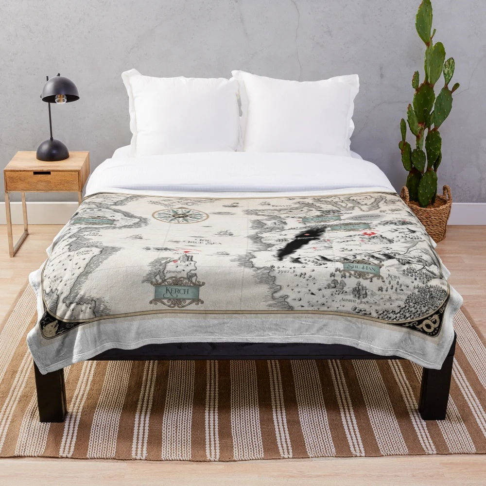 Grishaverse Inspired Plush Blanket with Detailed Map Design