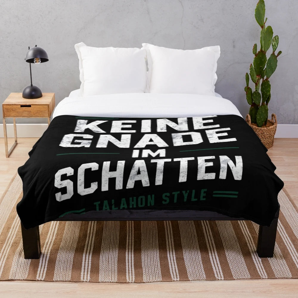 Plush blanket with a gritty urban shadow design, perfect for fashion-conscious youth.