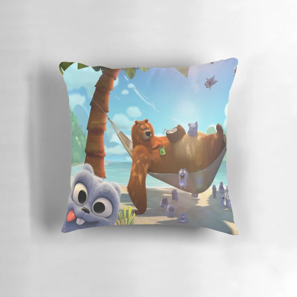 Grizzy and the Lemmings holiday-themed throw pillow featuring the popular cartoon characters
