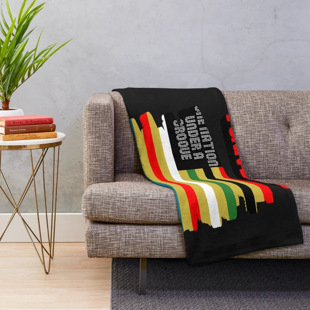 Colorful psychedelic plush blanket with funk music inspired art
