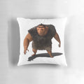 Image of a Grug cartoon character printed on a plush, cozy pillow.
