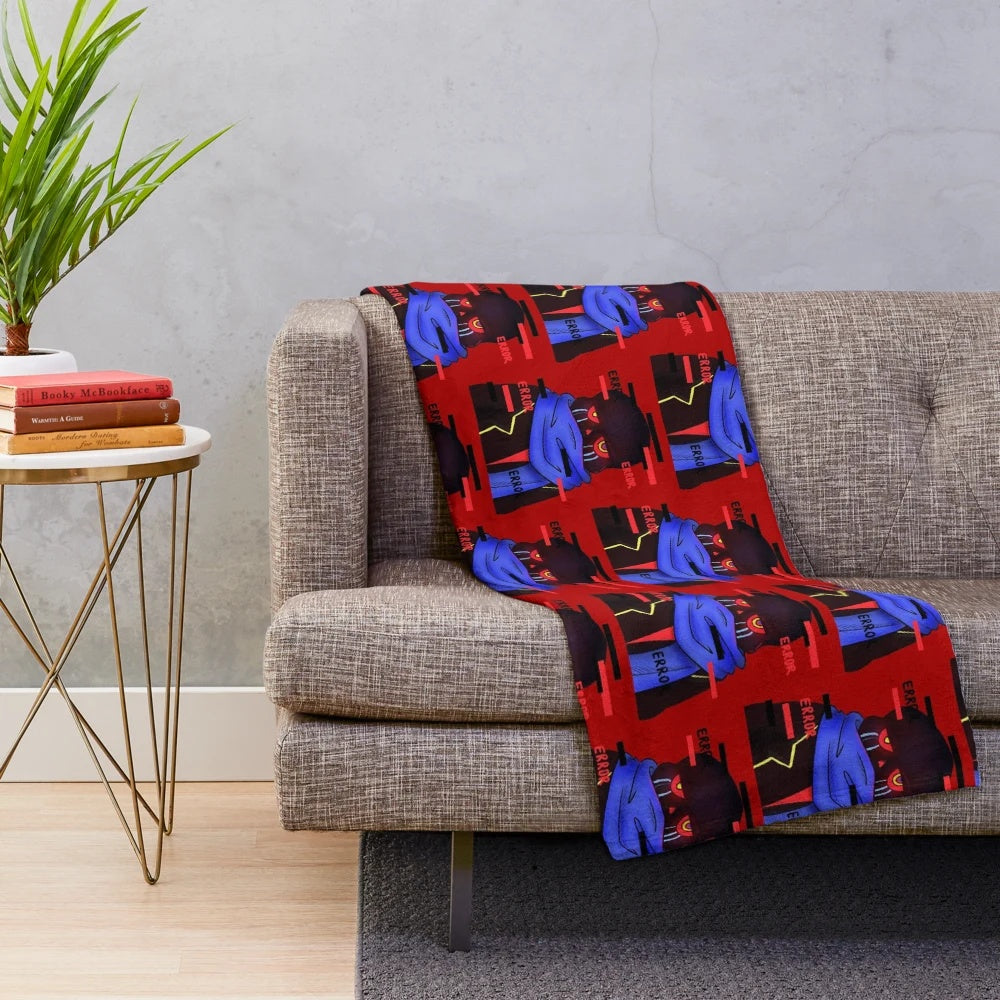 Grumpy Error Sans plush blanket featuring a kawaii undertale skeleton design