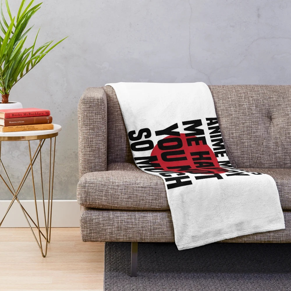 Grunge Anime Japan Flag Plush Blanket for Anime Lovers