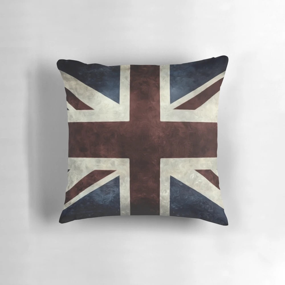 Grunge Distressed Union Jack Themed Decorative Pillow