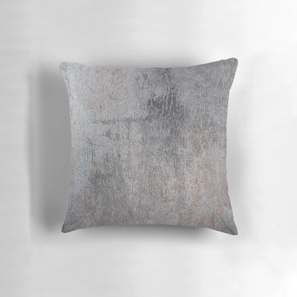 Grunge metal texture pillow with a worn, industrial-inspired design