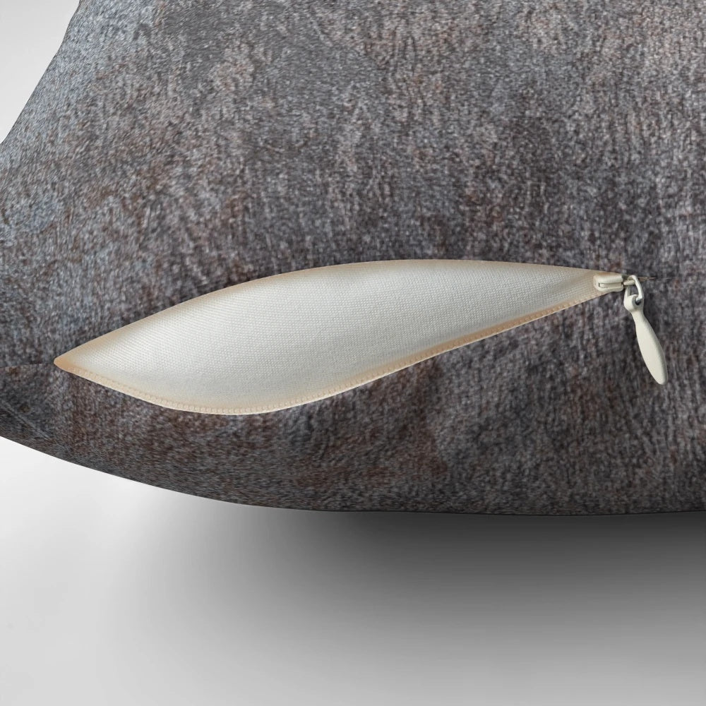 Grunge metal texture pillow with a worn, industrial-inspired design