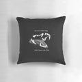 Pillow featuring a grunge punk werewolf dog with a biting problem