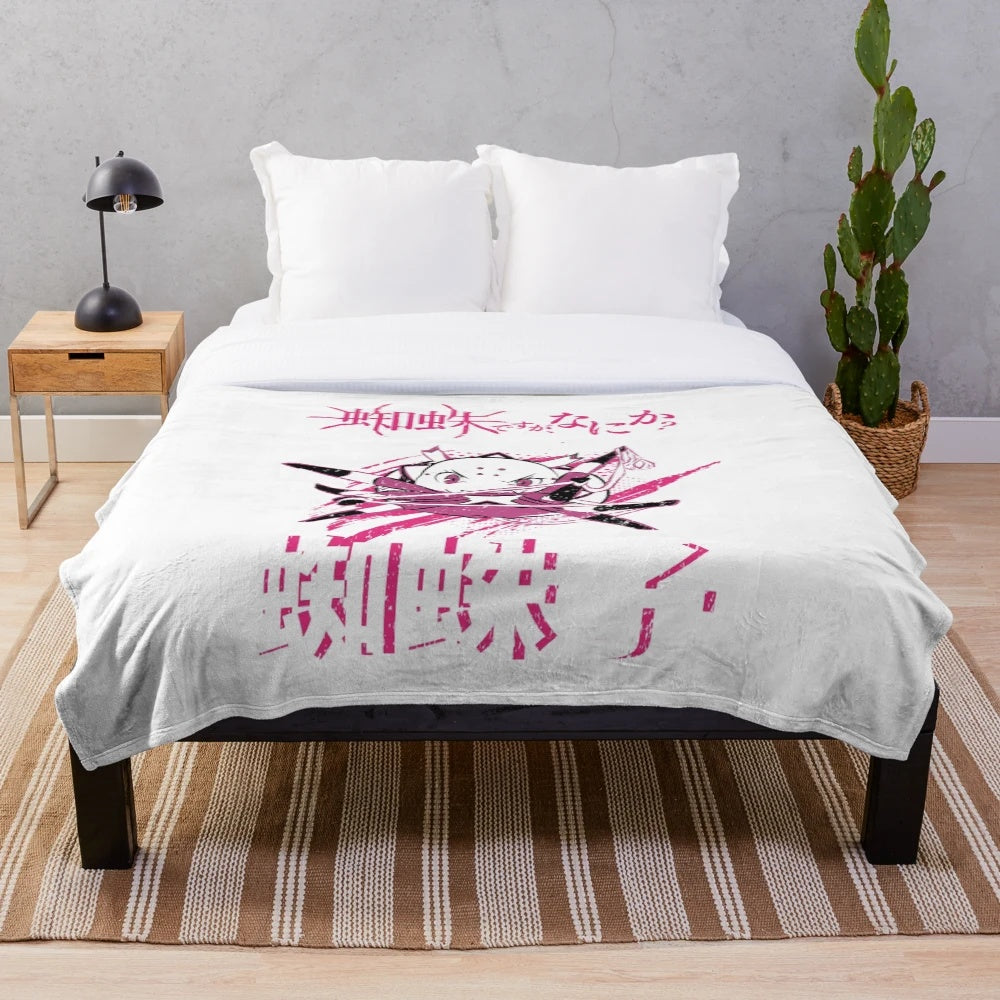 Grunge style plush blanket featuring the character Kumoko from the anime "So I'm a Spider, So What?
