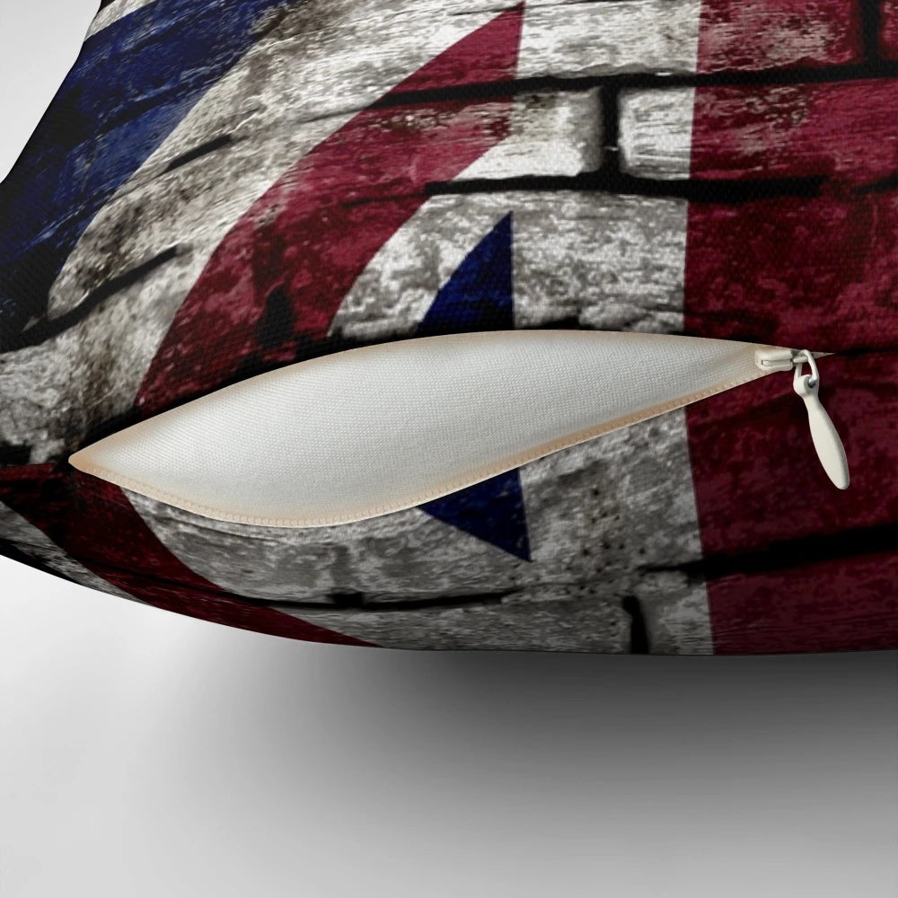 Grunge UK Flag Distressed Wall Pillow with Punk Style Union Jack Design