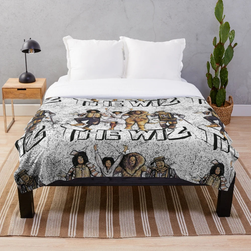 Grungy wizard-inspired plush blanket with afrocentric design
