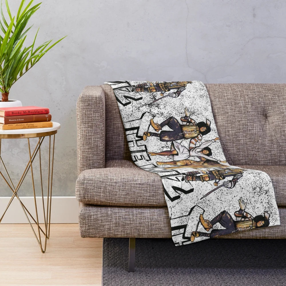 Grungy wizard-inspired plush blanket with afrocentric design