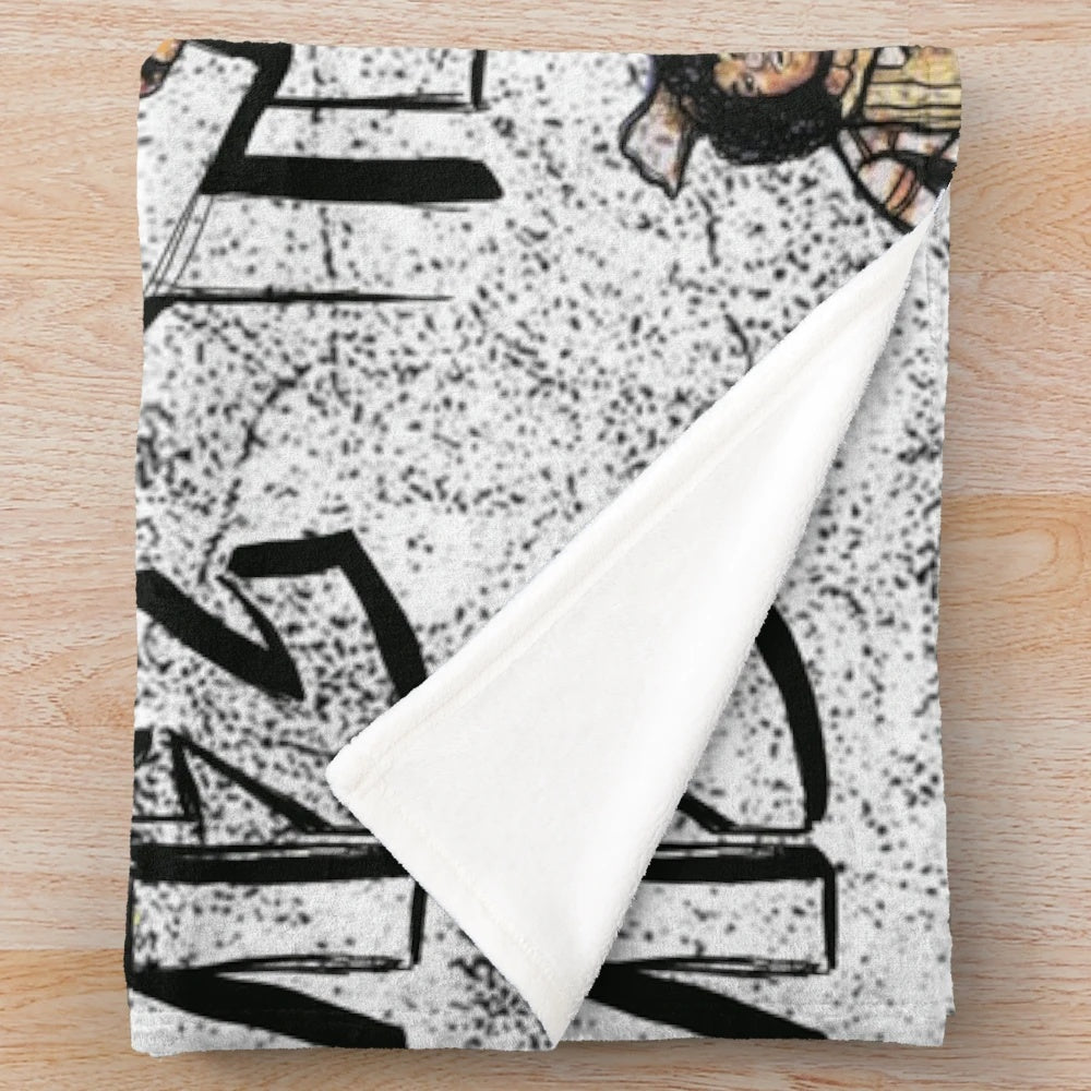 Grungy wizard-inspired plush blanket with afrocentric design