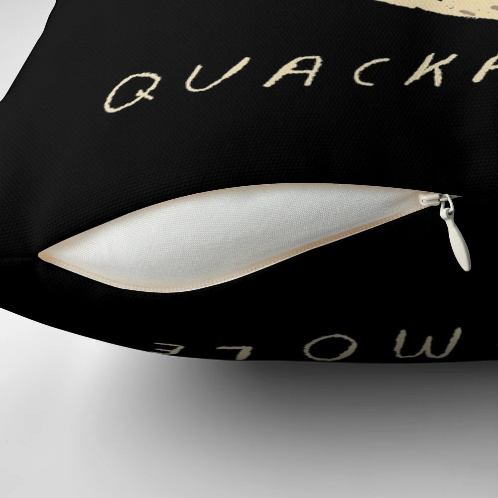 Colorful decorative pillow featuring a quacamole design with an avocado and a duck