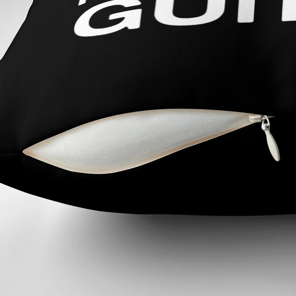 A cozy pillow featuring an electric guitar and the phrase "You Can Never Have Too Many Guitars