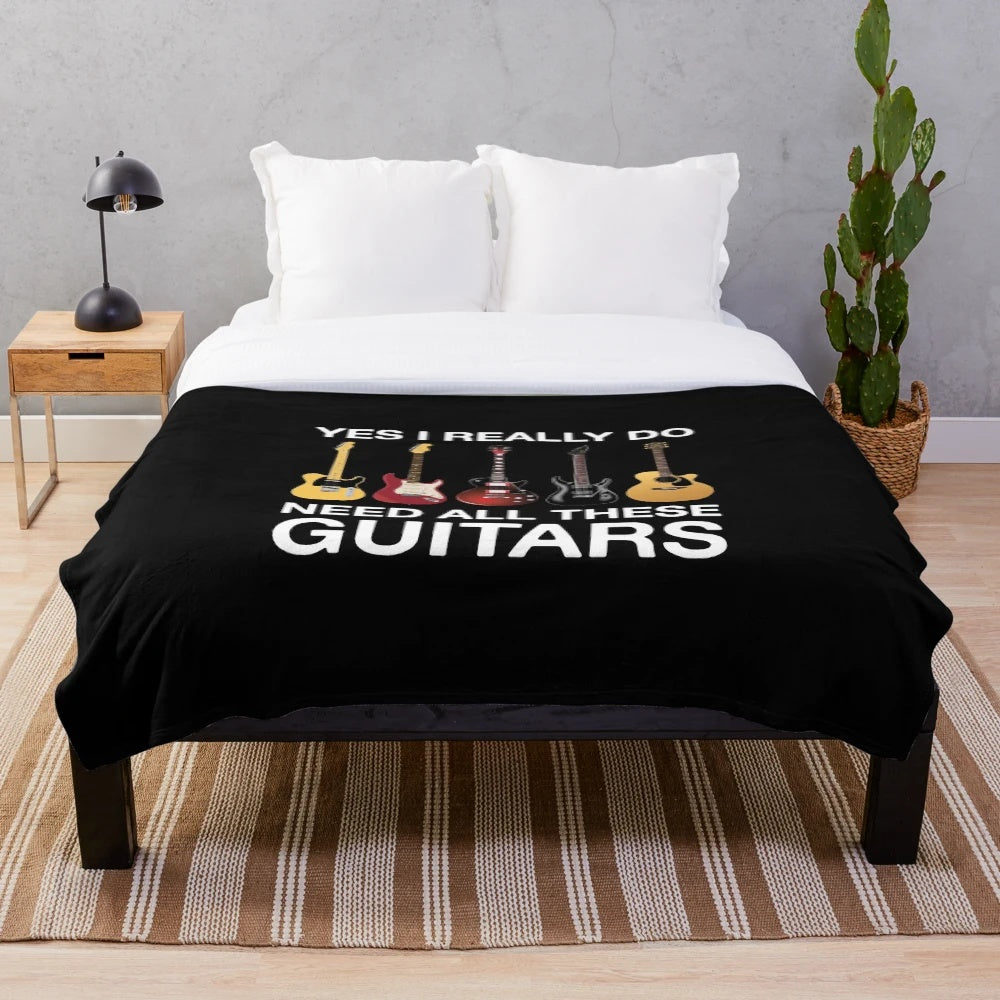 Guitars Plush Blanket for Music Lovers and Guitarists