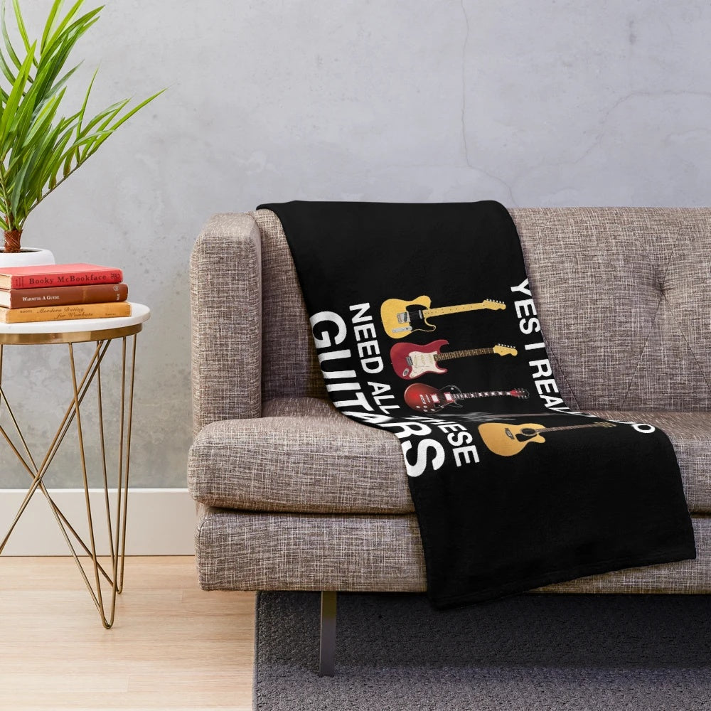 Guitars Plush Blanket for Music Lovers and Guitarists