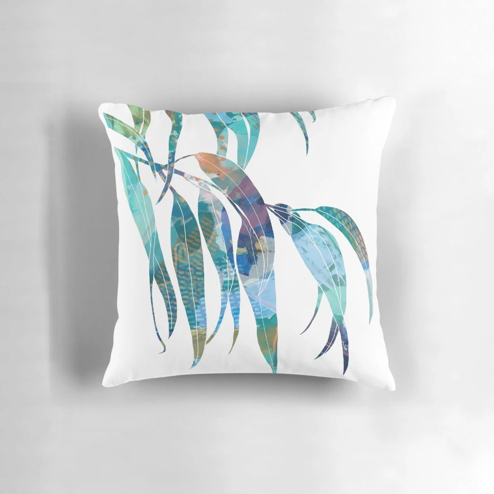 Gum leaf pillow with natural eucalyptus leaves, perfect for adding a touch of Australian botanicals to your home decor