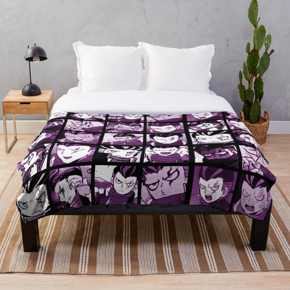 Gundham Tanaka inspired plush blanket with dark devas of destruction and danganronpa 2 manga design