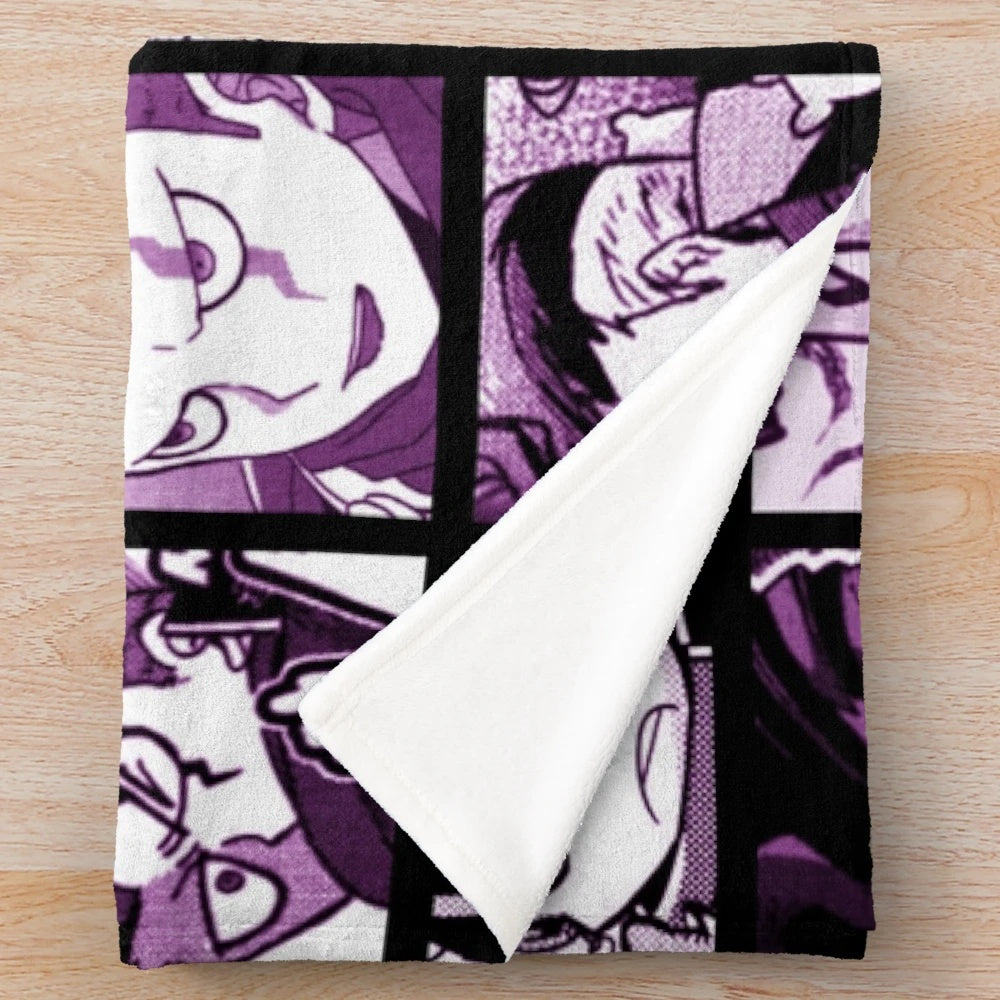 Gundham Tanaka inspired plush blanket with dark devas of destruction and danganronpa 2 manga design