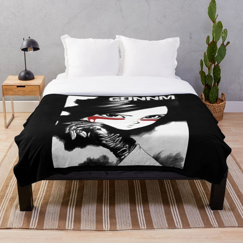 Gunnm - Gally inspired plush blanket featuring cyberpunk anime character Alita