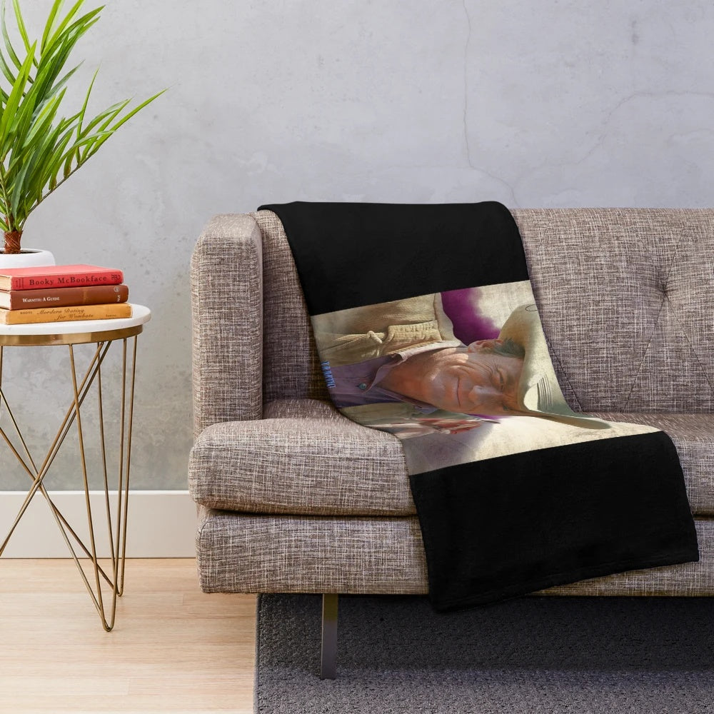 Gunsmoke-themed plush blanket featuring classic western imagery