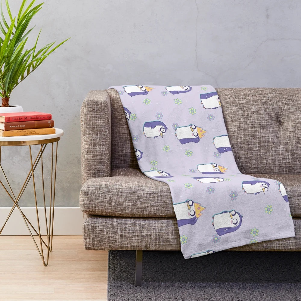 Gunter the Adventure Time character printed on a soft, plush blanket