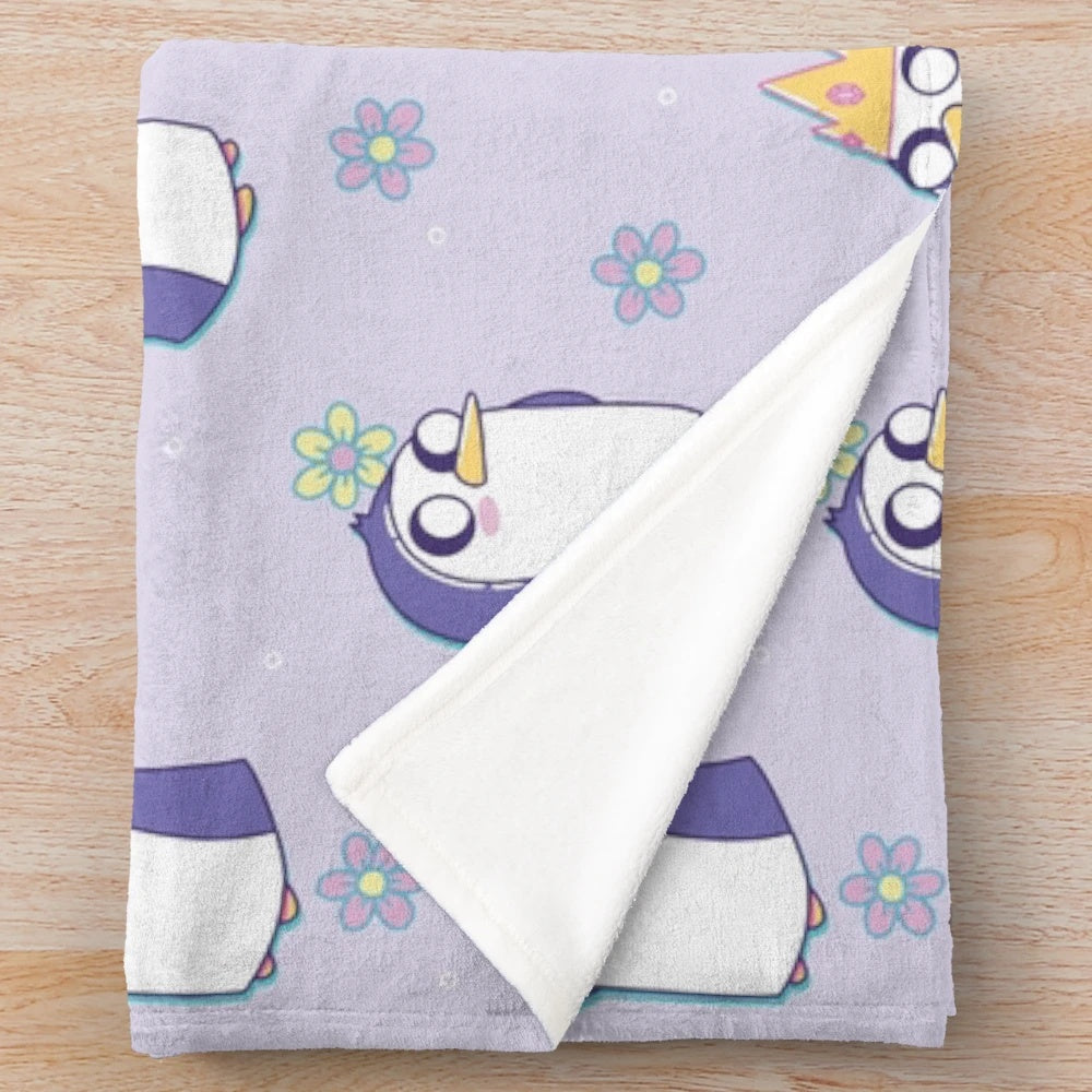 Gunter the Adventure Time character printed on a soft, plush blanket