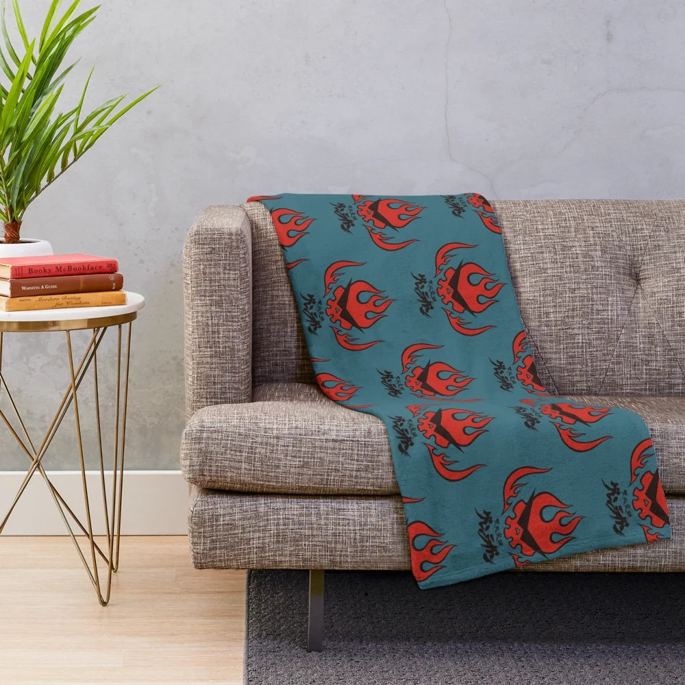 Gurren Lagann inspired anime plush blanket featuring iconic characters and artwork