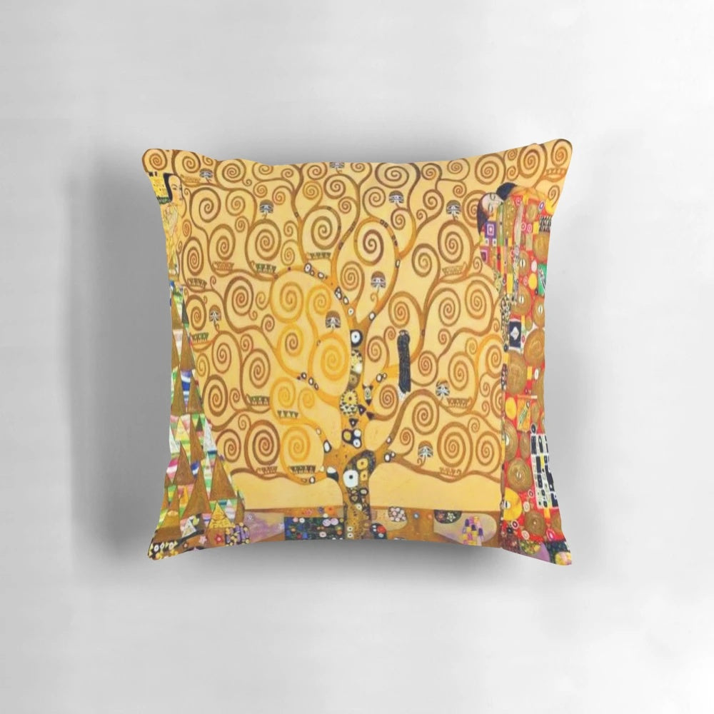 Gustav Klimt Tree of Life Pillow - Iconic Art Nouveau Design featuring Klimt's famous 'Tree of Life' motif
