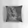 Decorative pillow featuring Gustave Doré's classic illustration of Satan from the epic poem "Paradise Lost