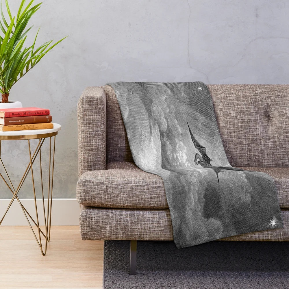 Gustave Doré inspired plush blanket featuring the famous The Fall of Satan illustration
