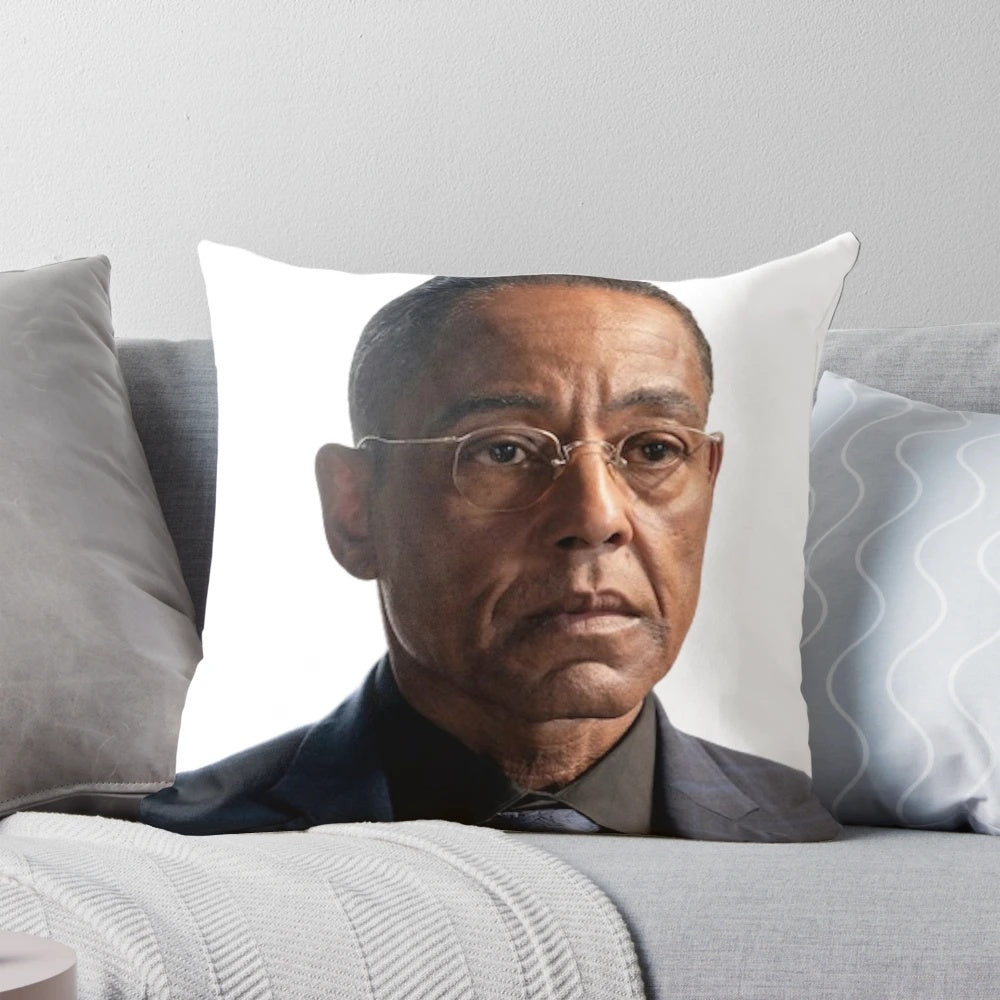 Soft, high-quality pillow featuring the likeness of Gustavo Fring, the iconic character from the hit TV shows Breaking Bad and Better Call Saul.