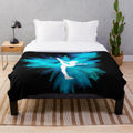 Gymnast silhouette plush blanket with blue explosion on black background
