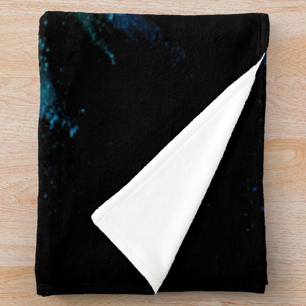 Gymnast silhouette plush blanket with blue explosion on black background