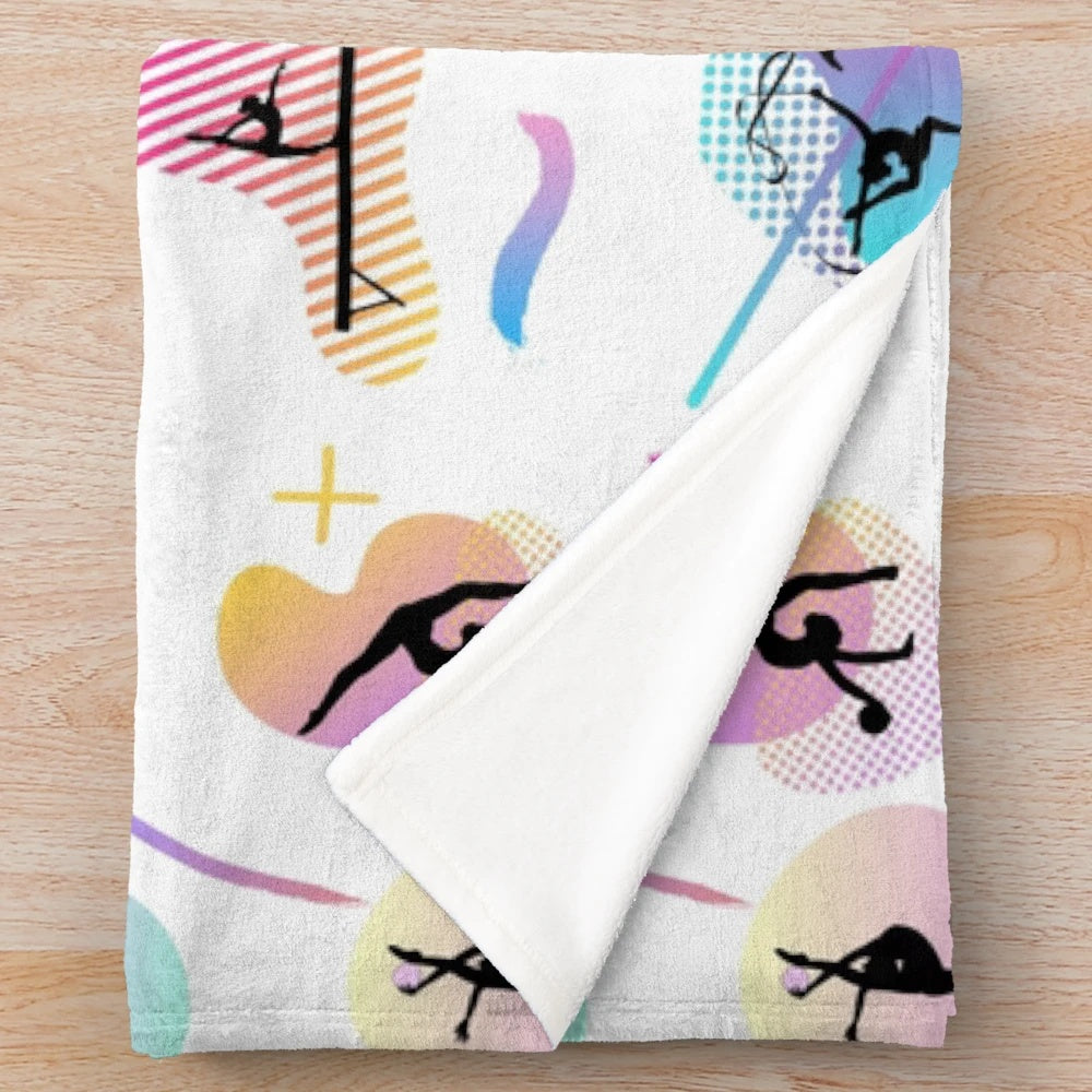 Soft and cozy gymnastics-themed plush blanket
