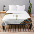 Habesha inspired plush blanket with Ethiopian Orthodox design